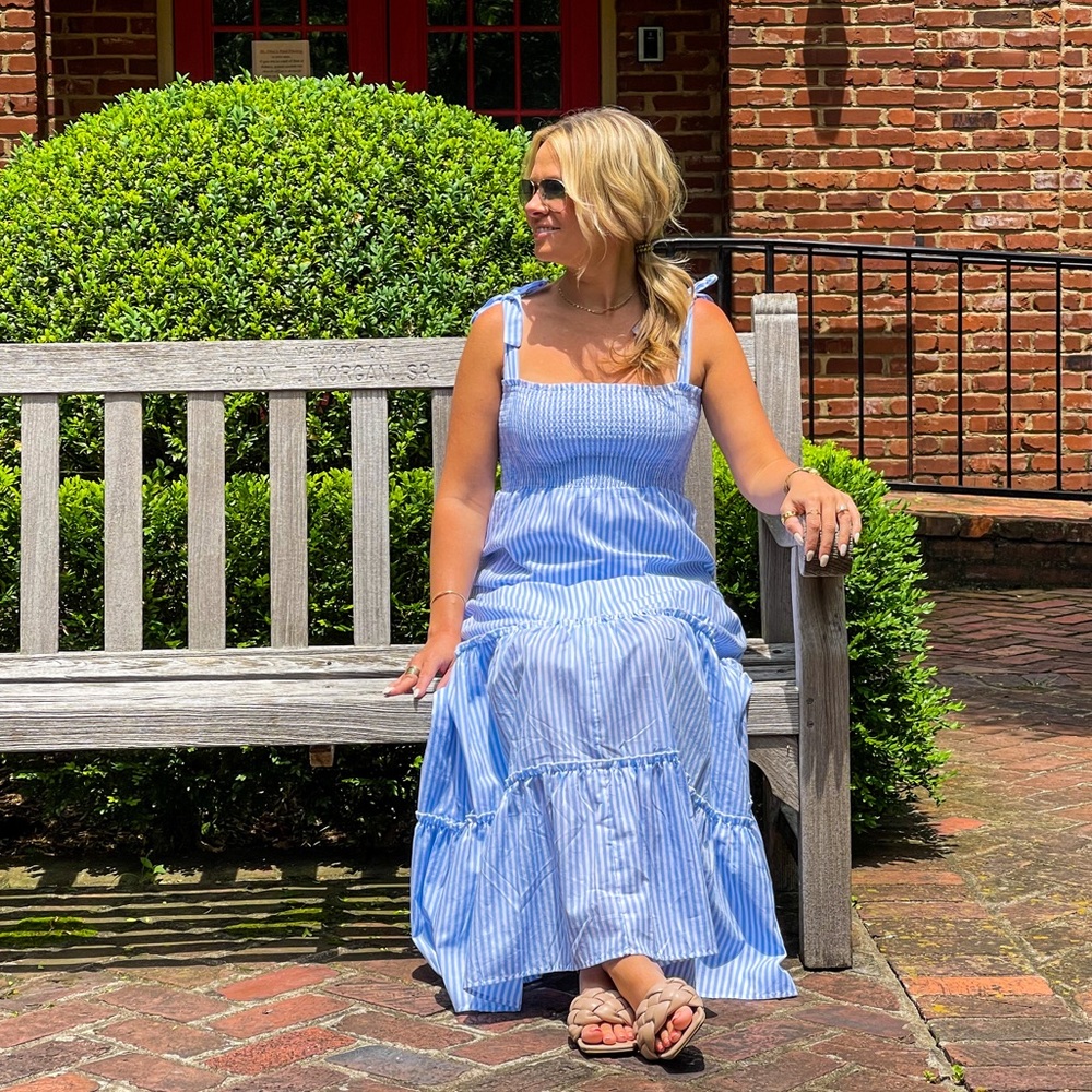 Striped baby blue Pink Lily dress